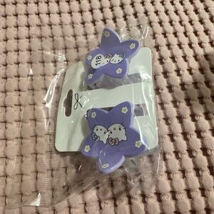 NWT Purple Star Hello kitty hair Clips